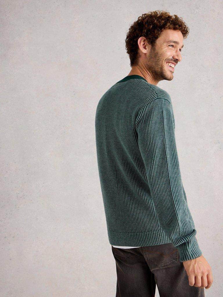 Plated Cardigan in BLUE MLT - MODEL BACK