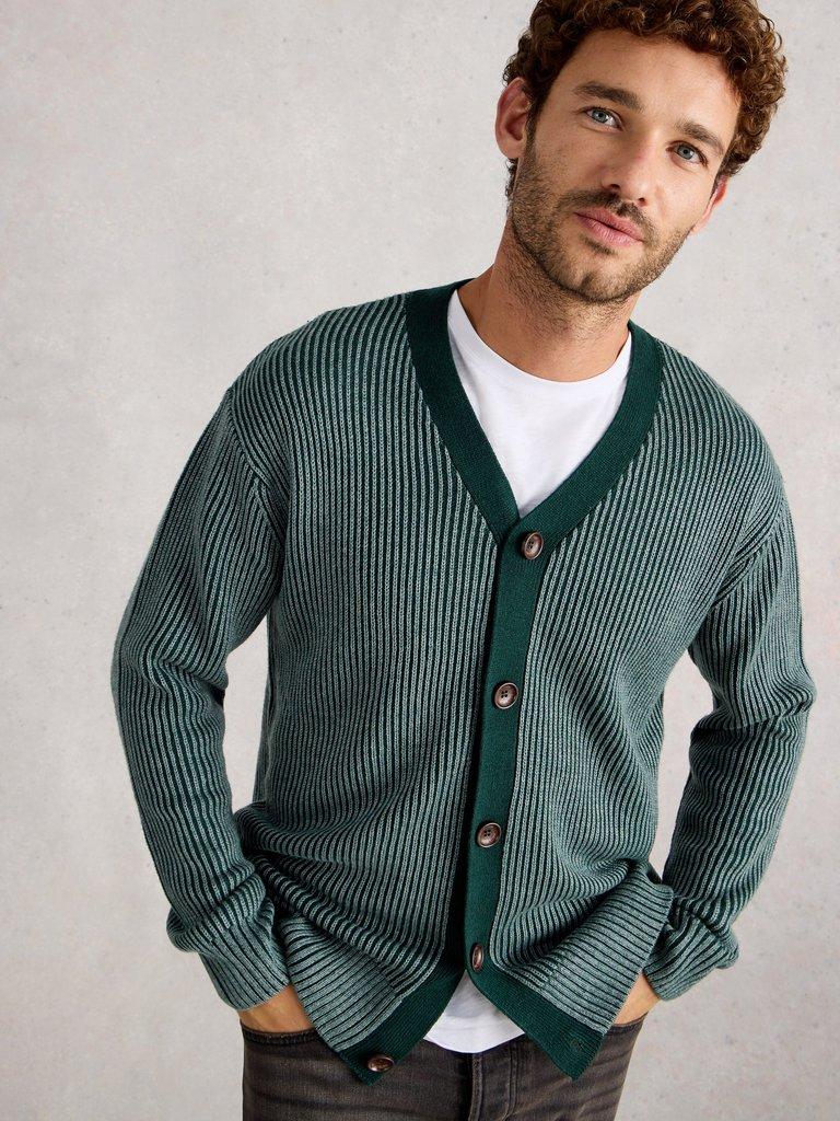 Plated Cardigan in BLUE MLT - MODEL DETAIL