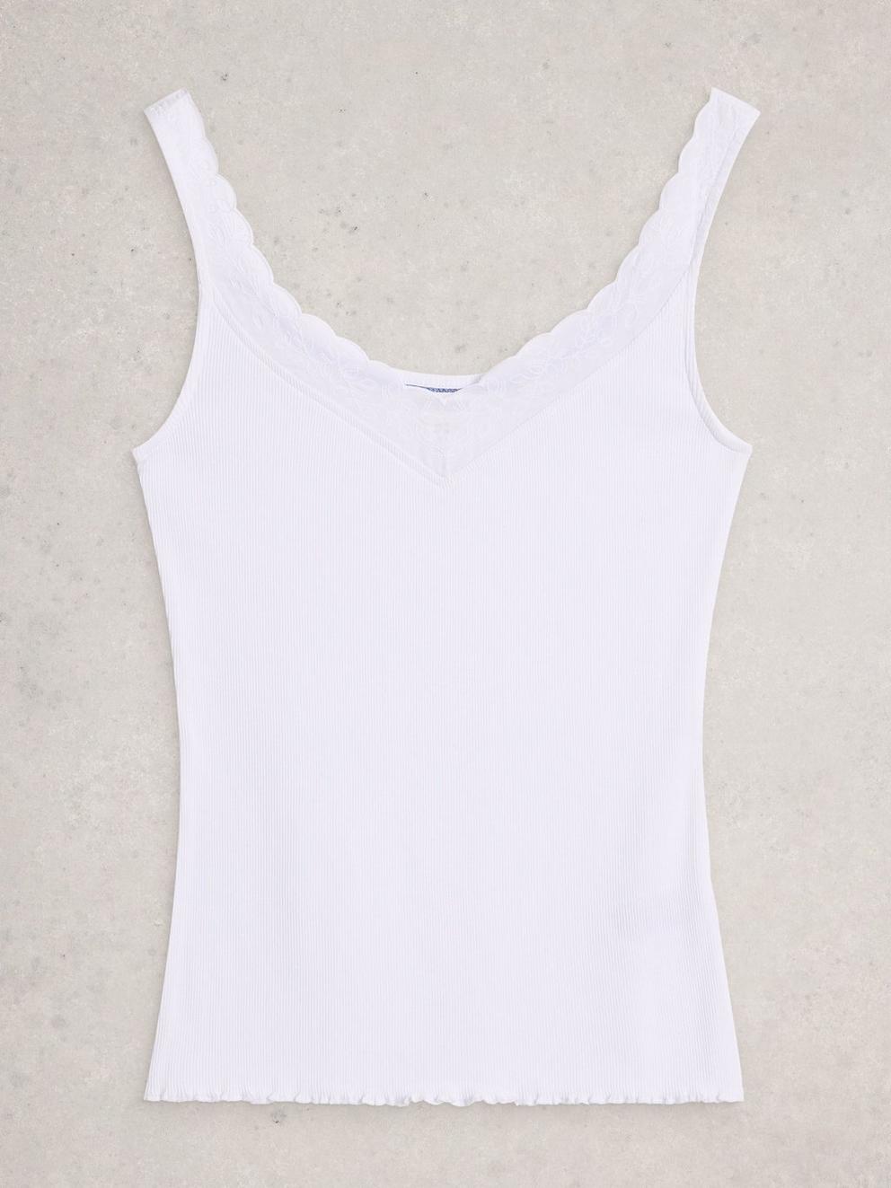 SEABREEZE SLEEVELESS VEST in BRIL WHITE - FLAT FRONT