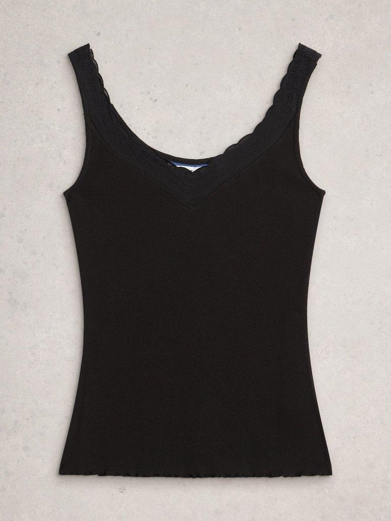 SEABREEZE SLEEVELESS VEST in PURE BLK - FLAT FRONT