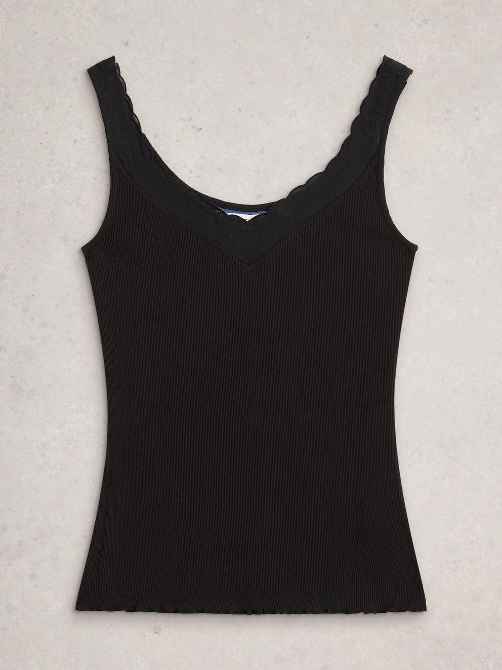 SEABREEZE SLEEVELESS VEST in PURE BLK - FLAT FRONT