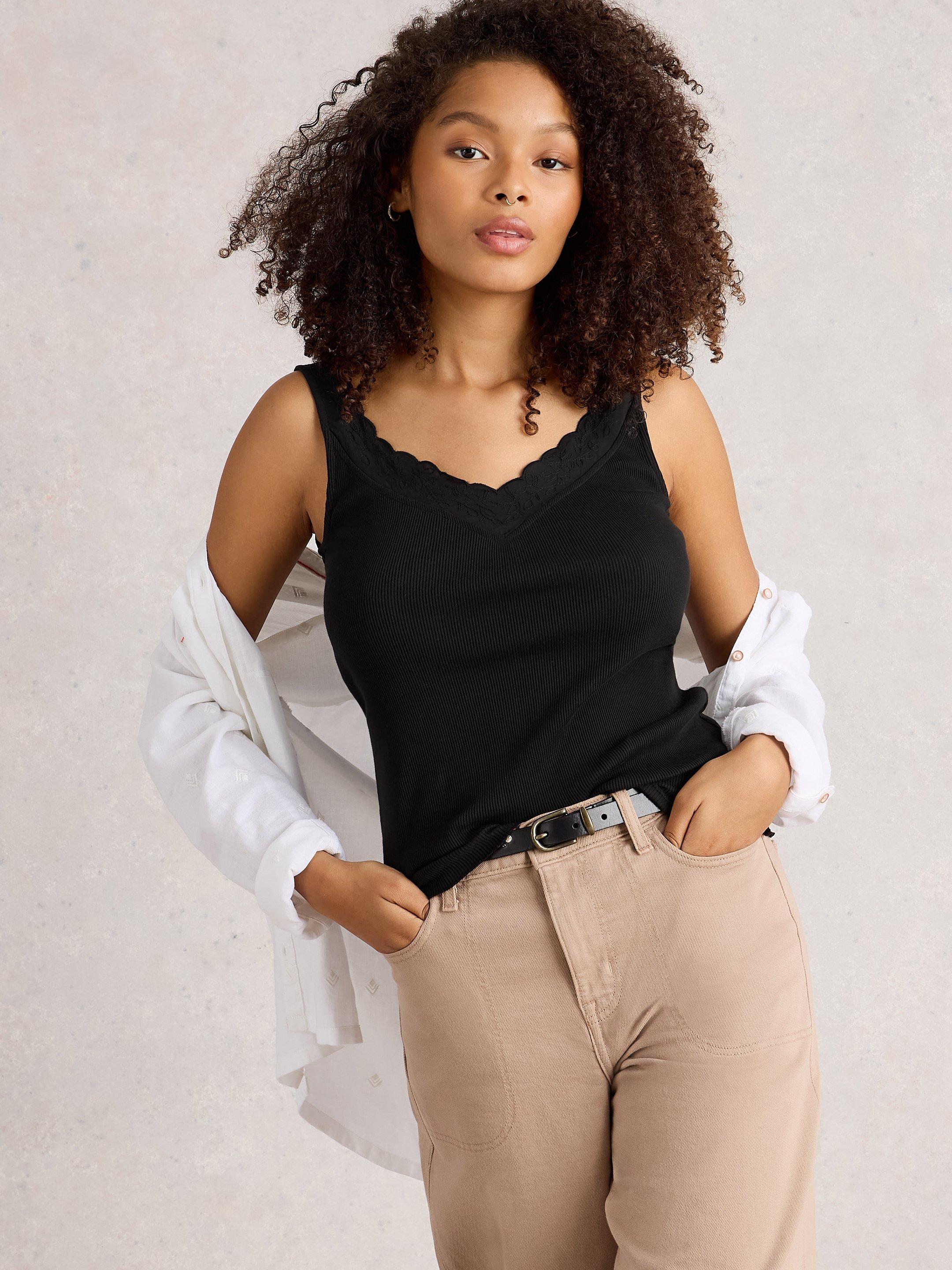 SEABREEZE SLEEVELESS VEST in PURE BLACK | White Stuff