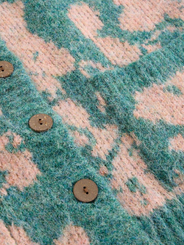 JENNIFER FLORAL CARDI in GREEN MLT - FLAT DETAIL