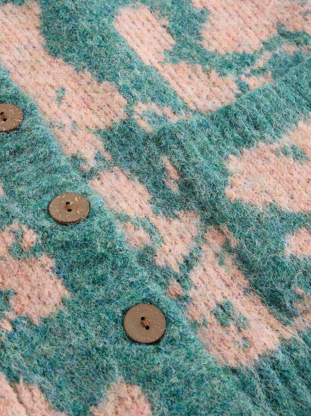 JENNIFER FLORAL CARDI in GREEN MLT - FLAT DETAIL