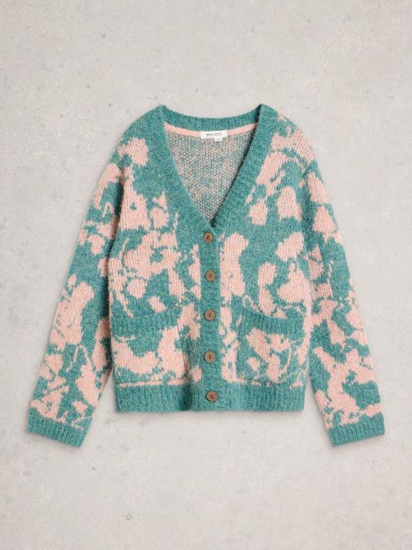 JENNY FLORAL CARDI in CORAL MULTI | White Stuff