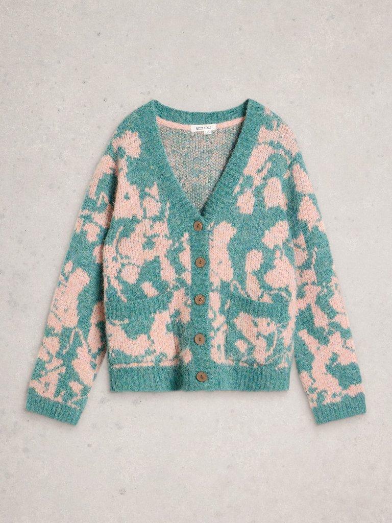 JENNIFER FLORAL CARDI in GREEN MLT - FLAT FRONT
