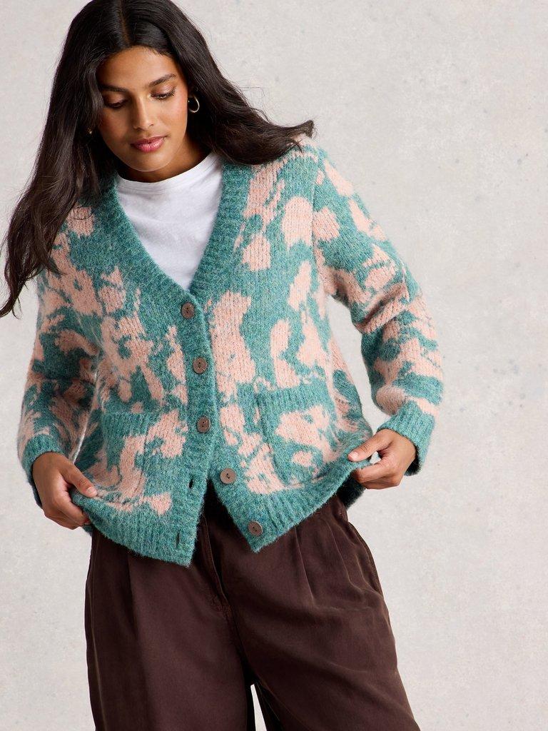 JENNIFER FLORAL CARDI in GREEN MLT - LIFESTYLE
