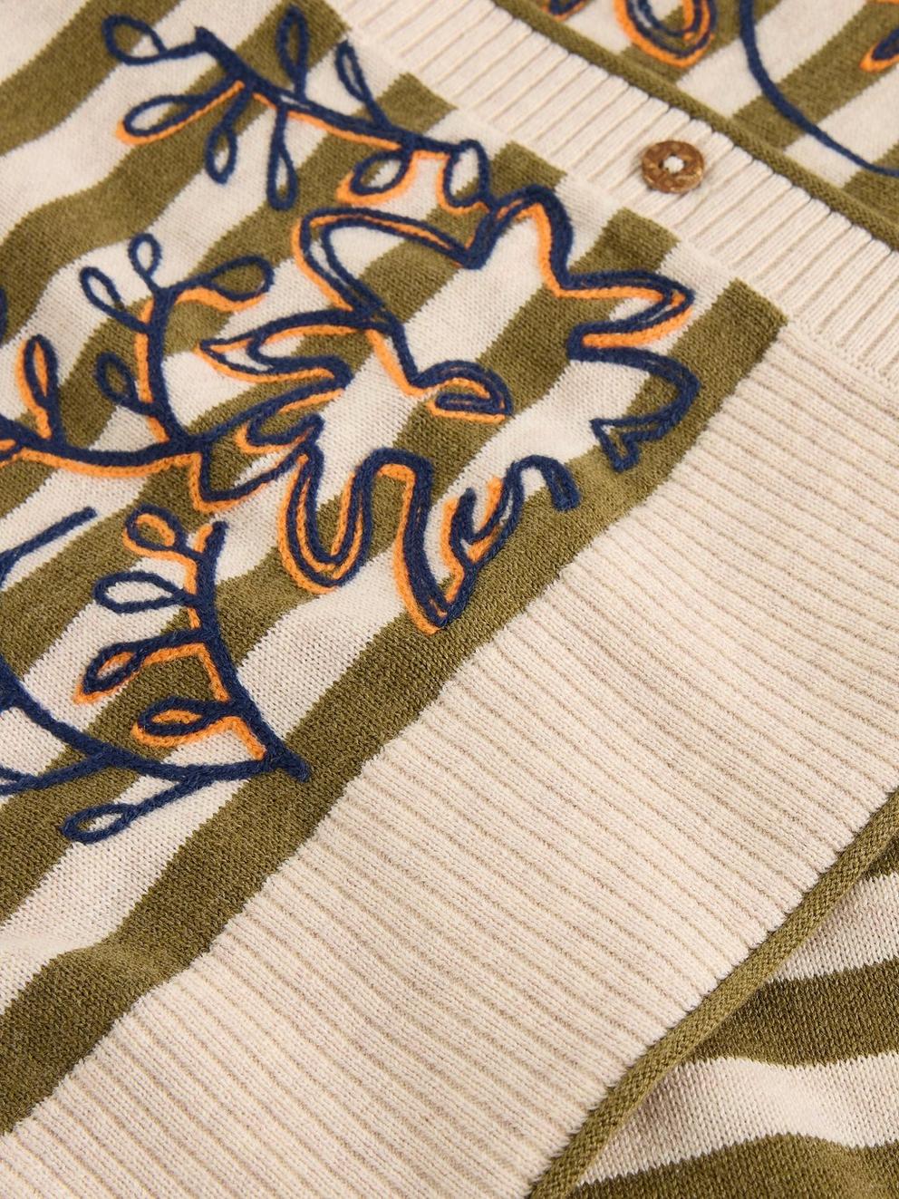 LULU EMB CARDI in NAT MLT - FLAT DETAIL