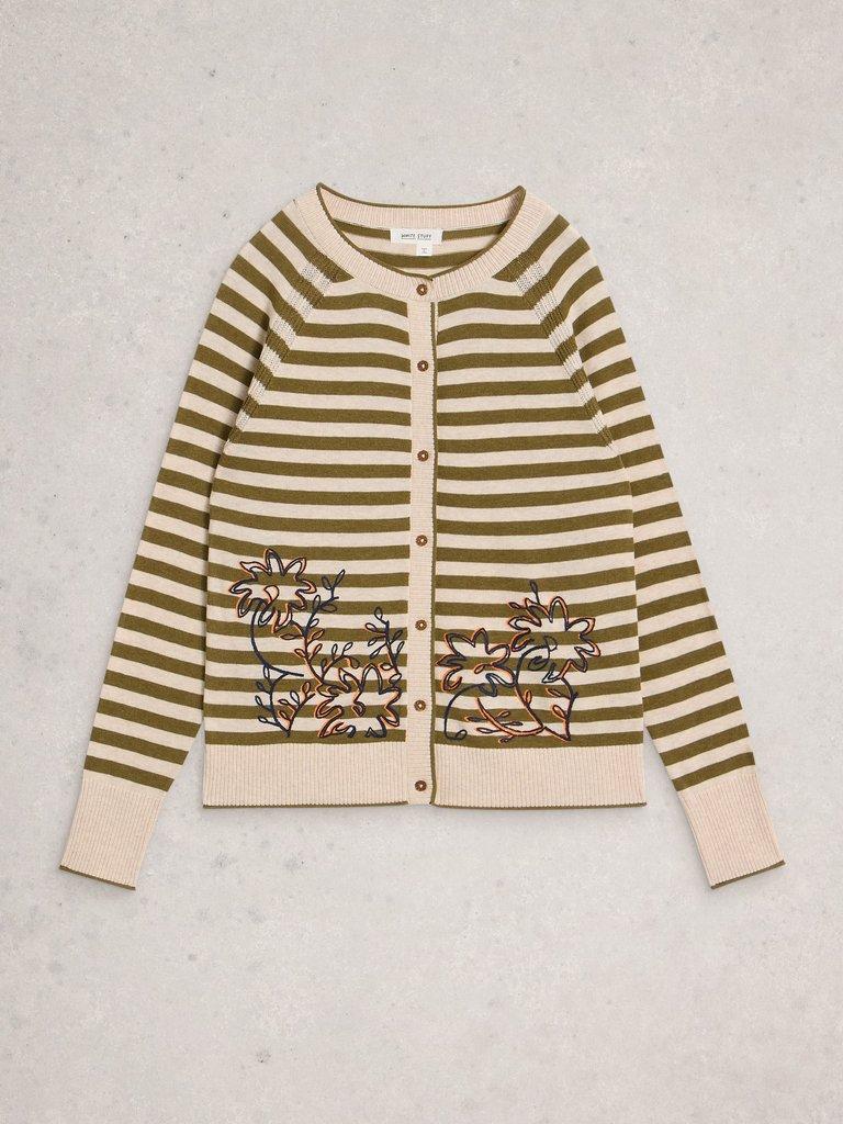 LULU EMB CARDI in NAT MLT - FLAT FRONT
