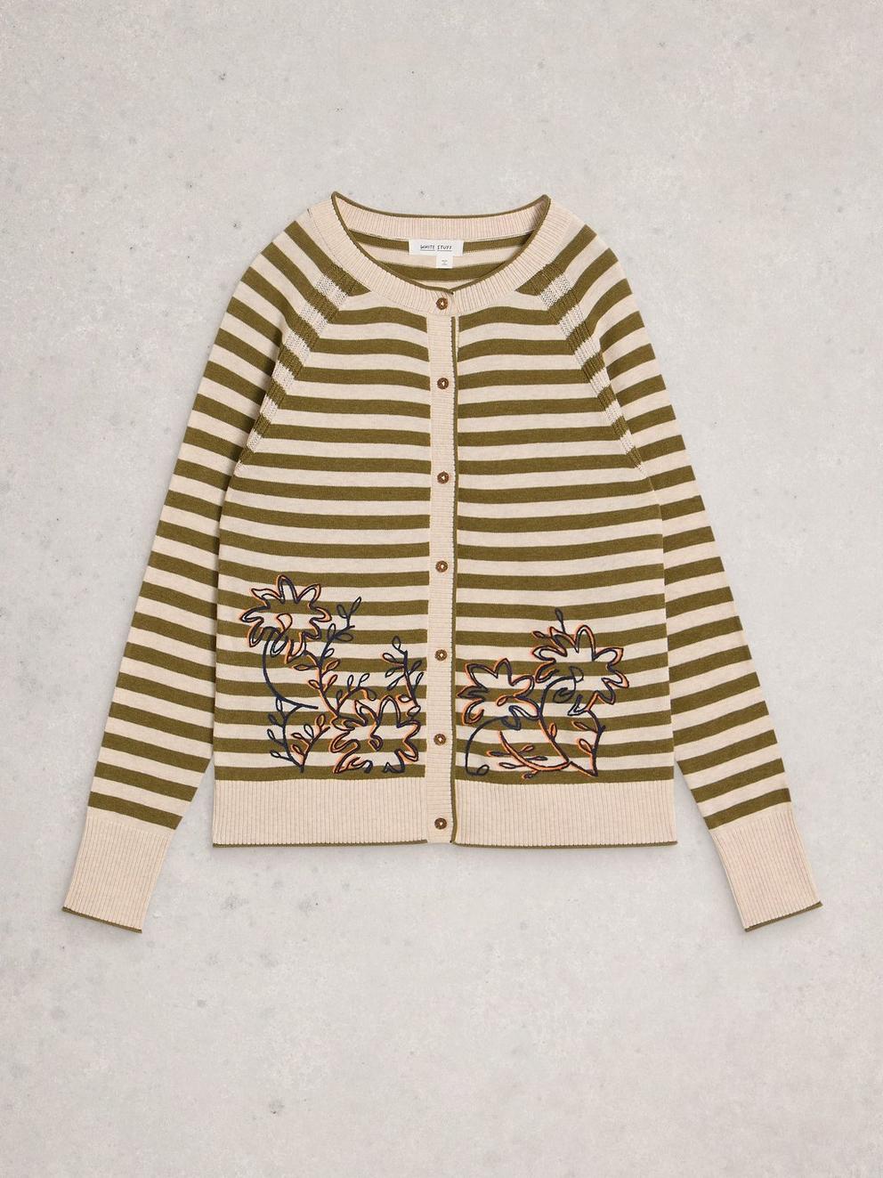 LULU EMB CARDI in NAT MLT - FLAT FRONT