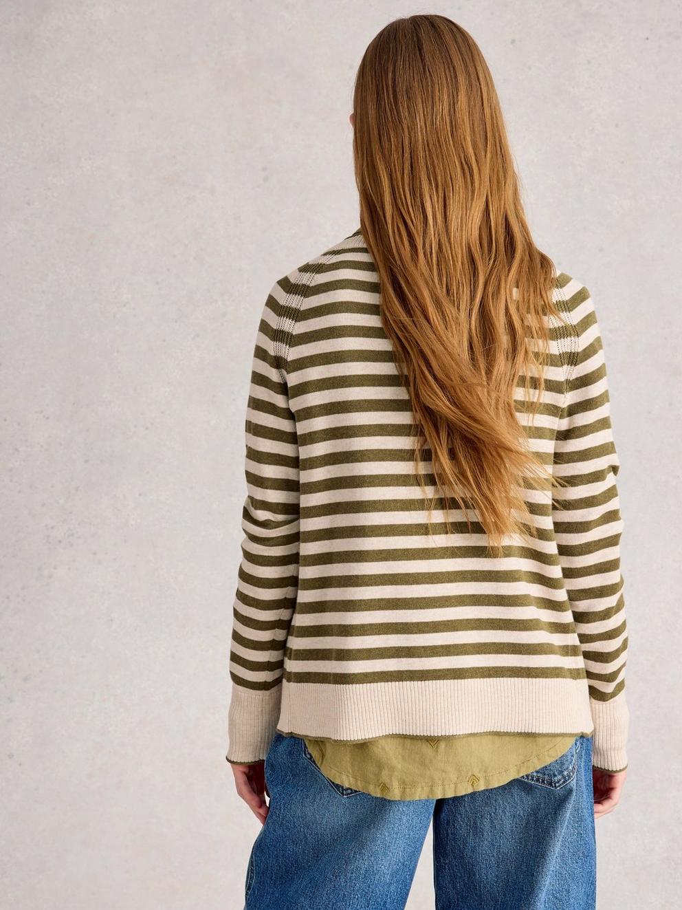 LULU EMB CARDI in NAT MLT - MODEL BACK
