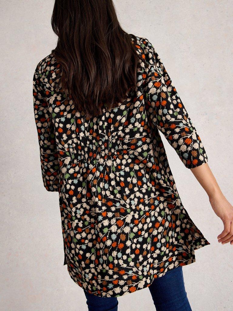 Blake Tunic in BLK MLT - MODEL BACK