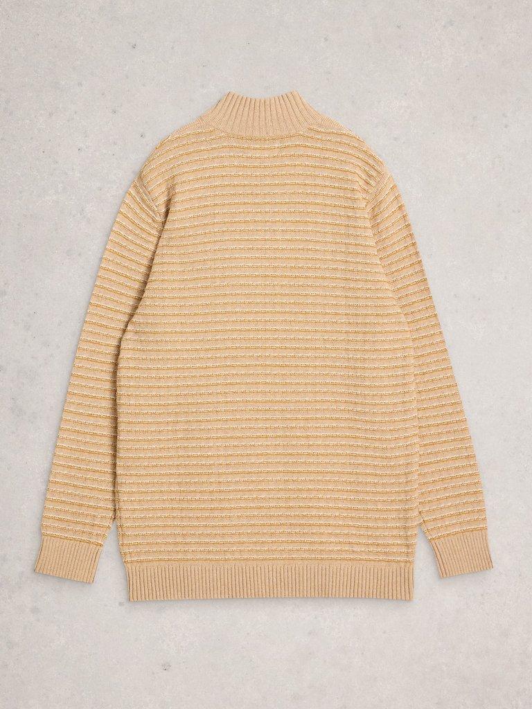 Textured Stripe Funnel in LIGHT TAN - FLAT BACK
