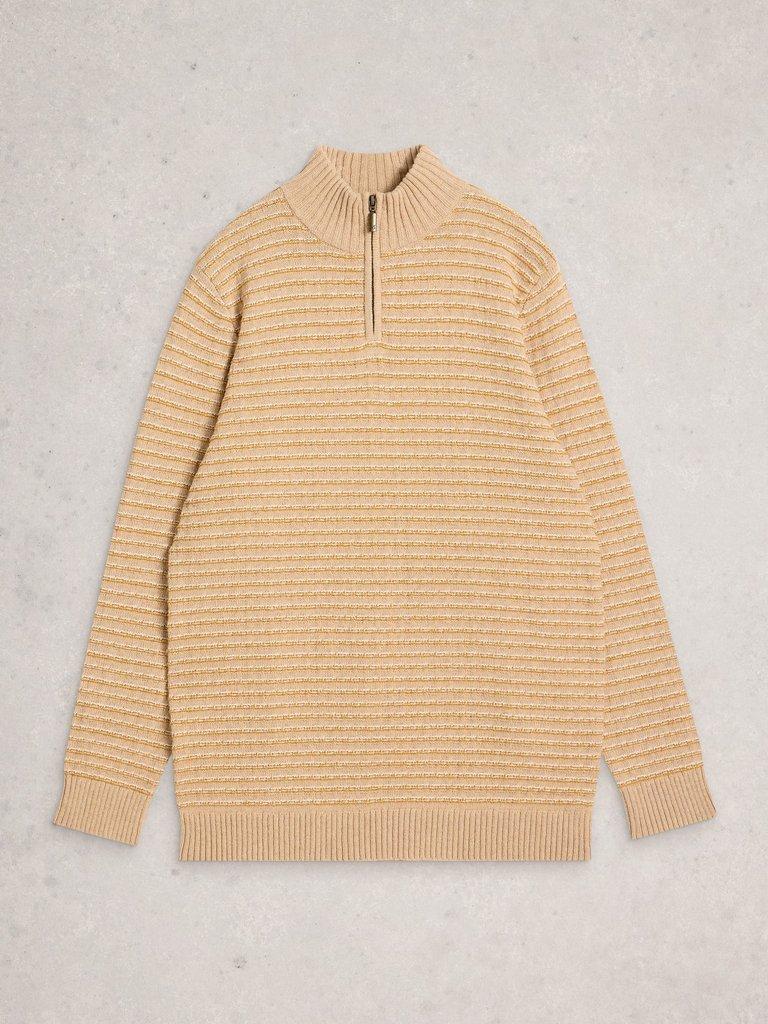 Textured Stripe Funnel in LIGHT TAN - FLAT FRONT