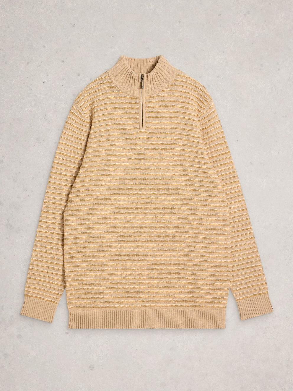 Textured Stripe Funnel in LIGHT TAN - FLAT FRONT