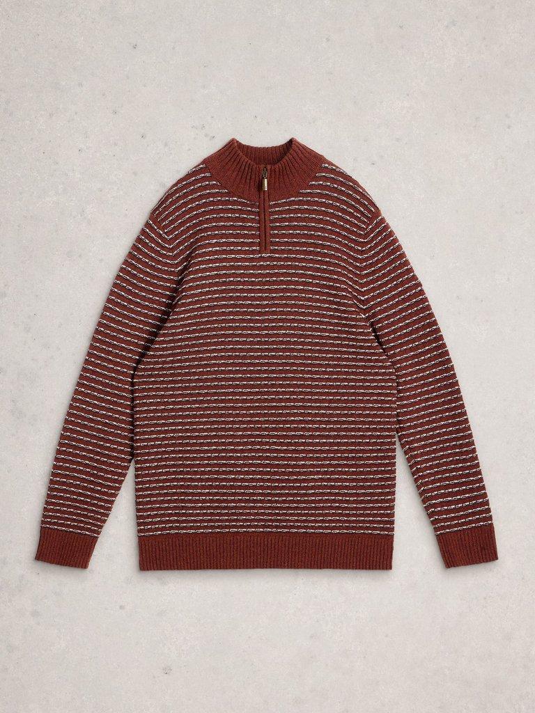Textured Stripe Funnel in RED MLT - FLAT FRONT