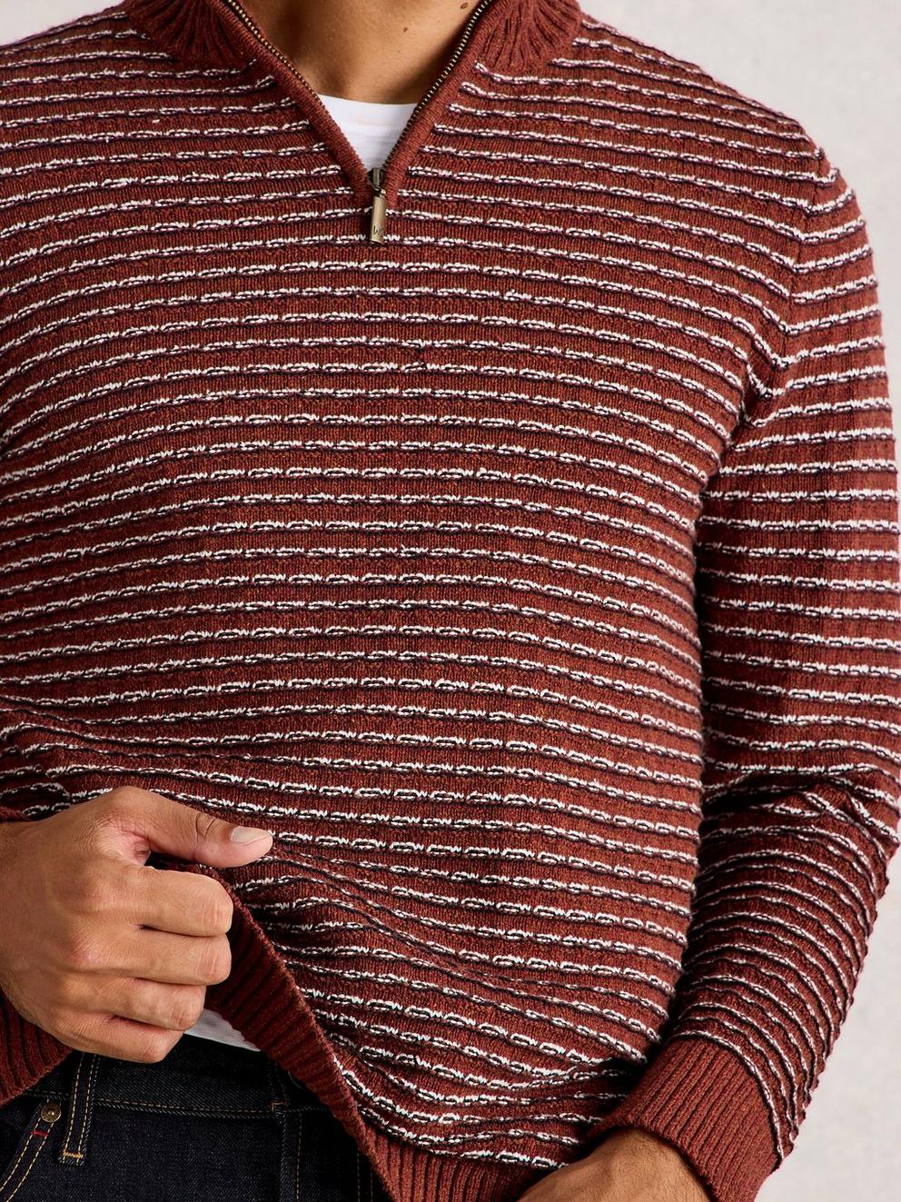 Textured Stripe Funnel in RED MLT - LIFESTYLE