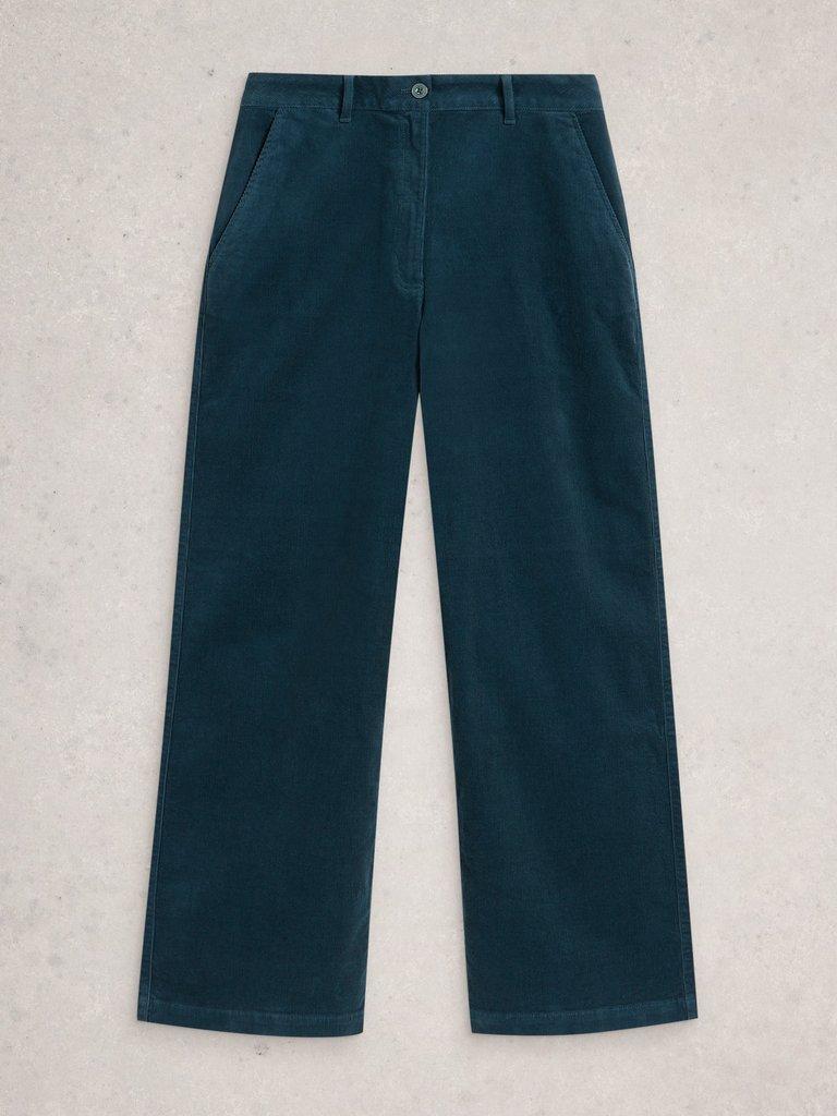 Ella Cord Wide Leg Trouser in DK BLUE - FLAT FRONT