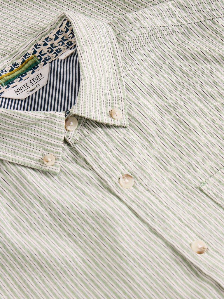 Stamford Mini Stripe Shirt in GREEN MLT - FLAT DETAIL