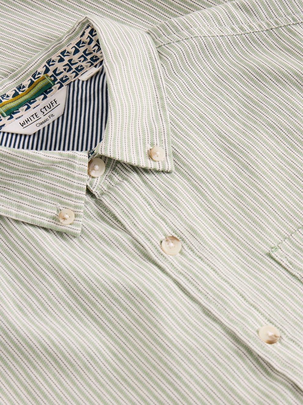 Stamford Mini Stripe Shirt in GREEN MLT - FLAT DETAIL