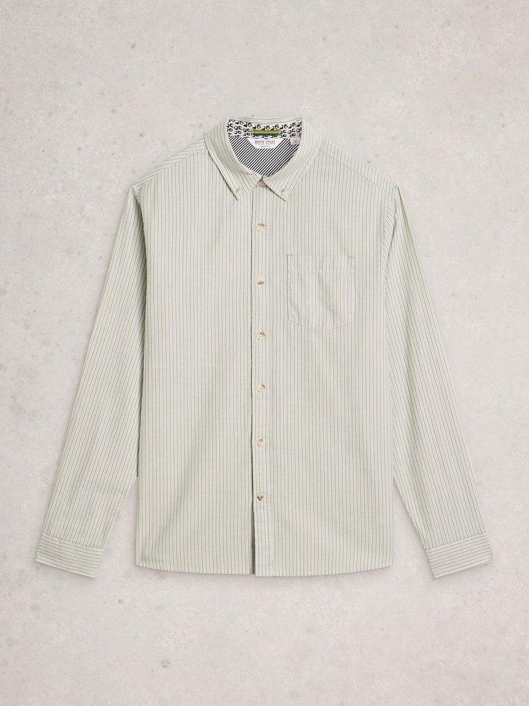 Stamford Mini Stripe Shirt in GREEN MLT - FLAT FRONT