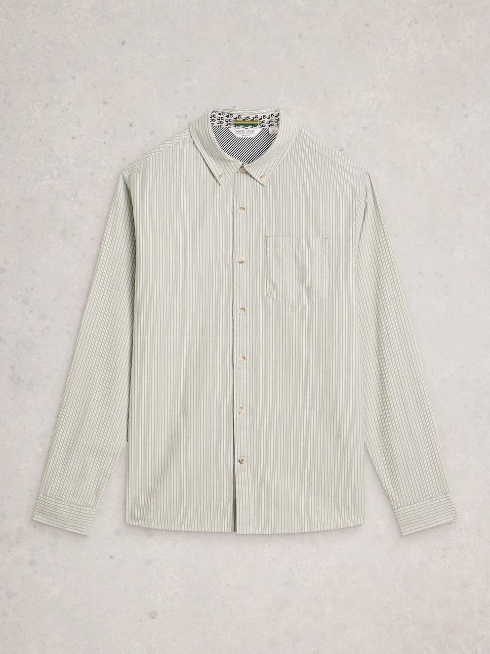 Stamford Mini Stripe Shirt in GREEN MLT - FLAT FRONT