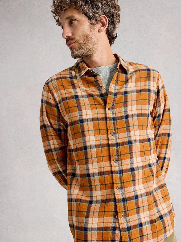 LS Check Shirt in ORANGE MLT - MODEL BACK