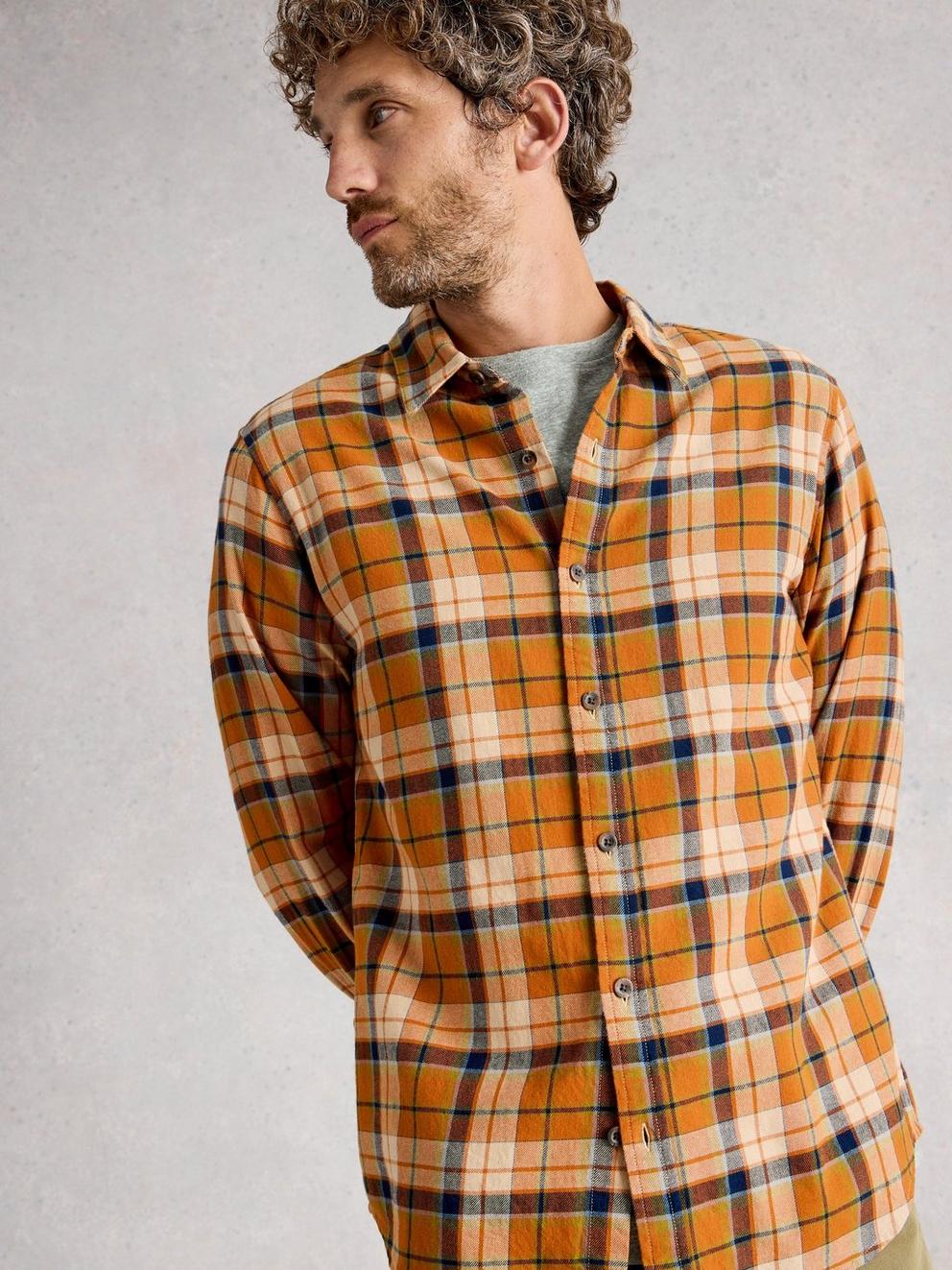 LS Check Shirt in ORANGE MLT - MODEL BACK