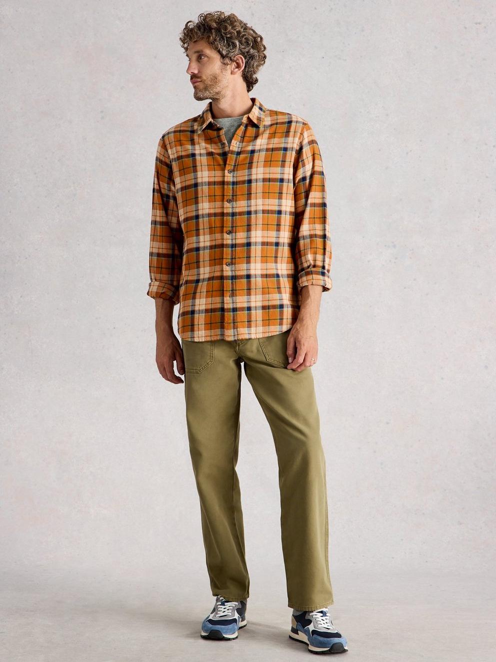 LS Check Shirt in ORANGE MLT - MODEL FRONT