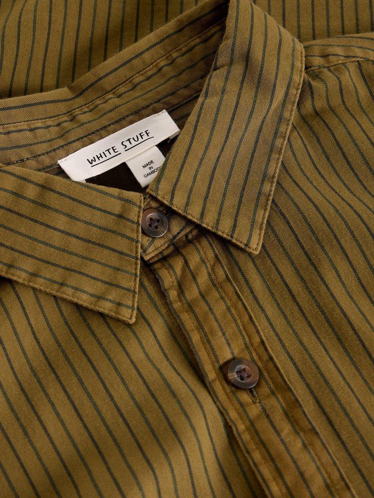 Stripe Twill Shirt in KHAKI GRN - FLAT DETAIL