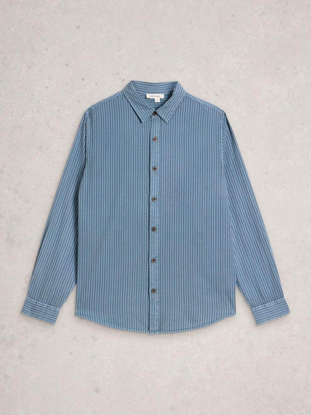 Stripe Twill Shirt in LGT BLUE - FLAT FRONT
