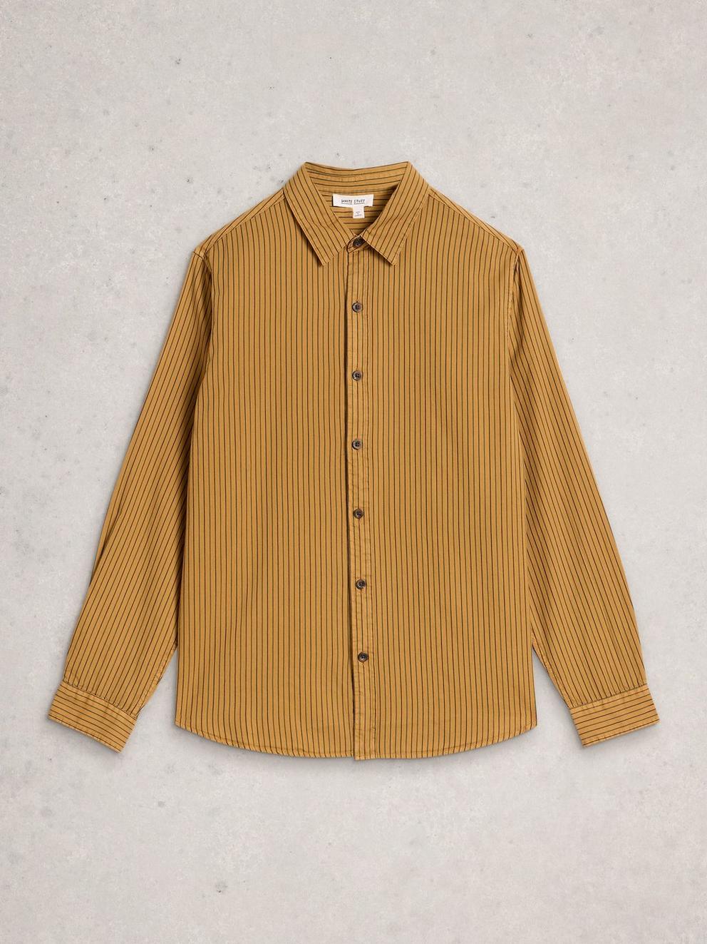 Stripe Twill Shirt in LIGHT TAN - FLAT FRONT