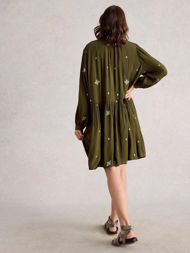 Cammie Swing Dress in DUS GREEN - MODEL BACK