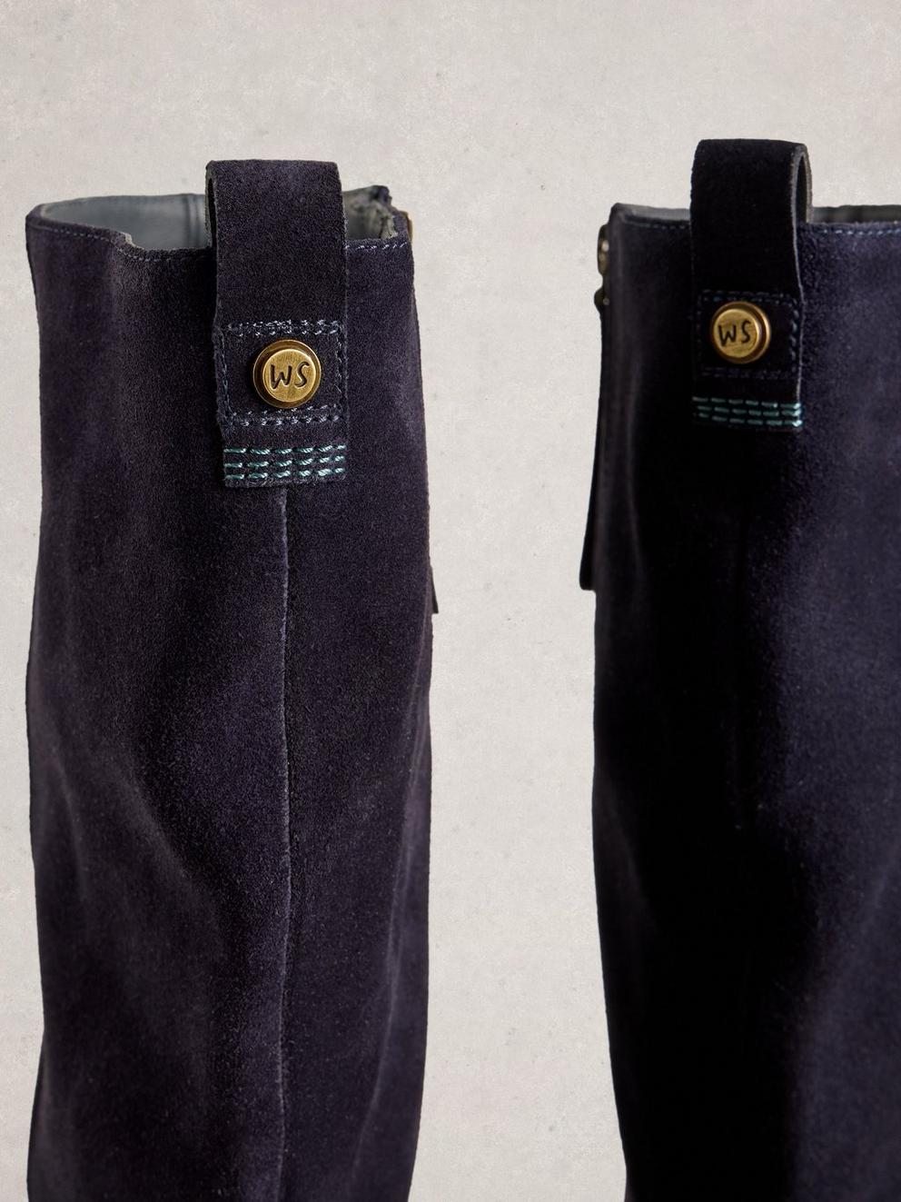 Willow Knee High Suede Boot in DARK NAVY - FLAT DETAIL