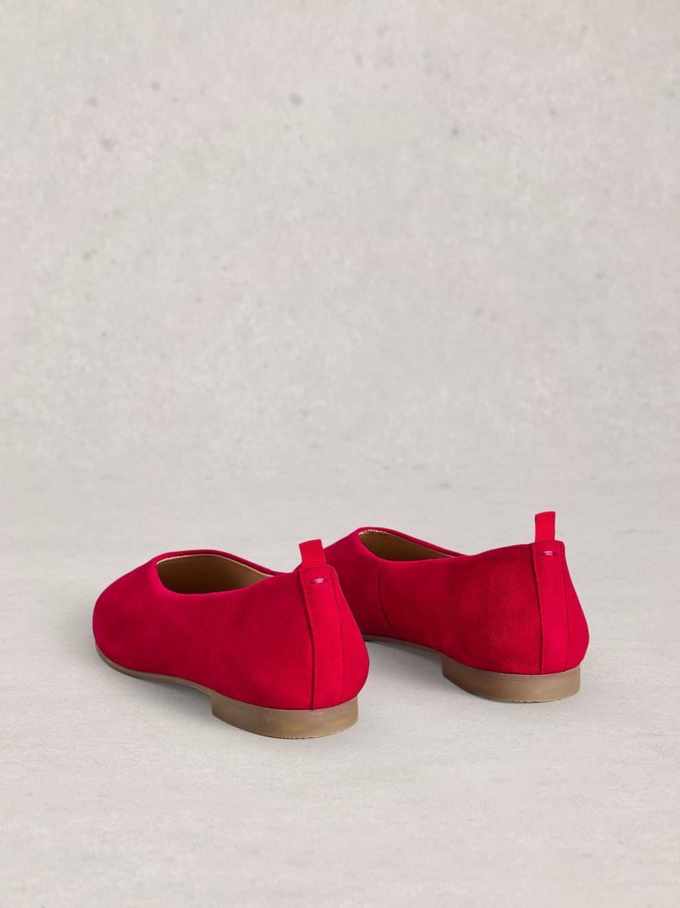 Cheri Ballerina Leather Pump in DK RED - FLAT BACK