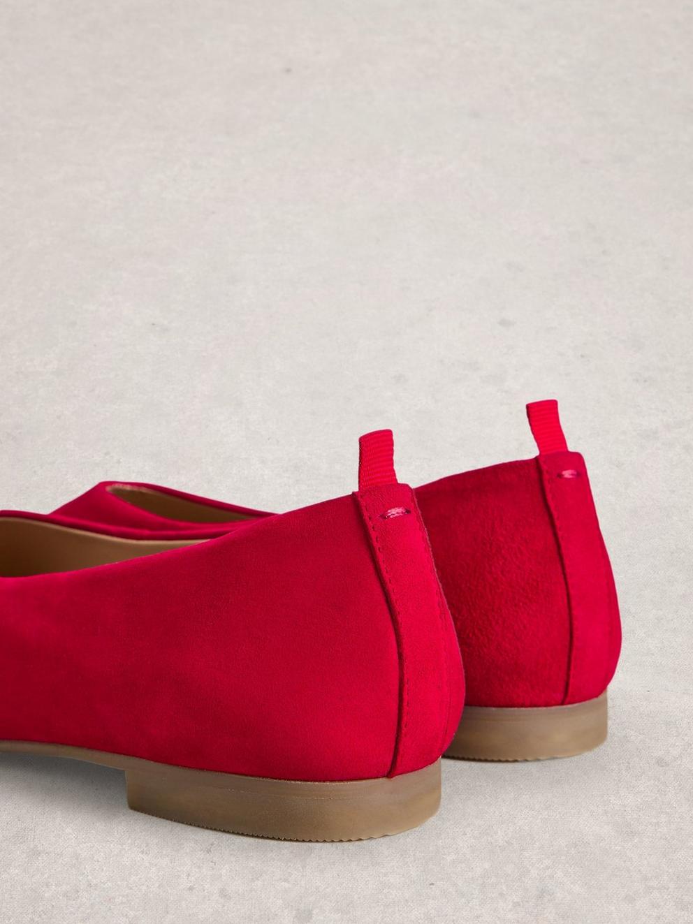 Cheri Ballerina Leather Pump in DK RED - FLAT DETAIL