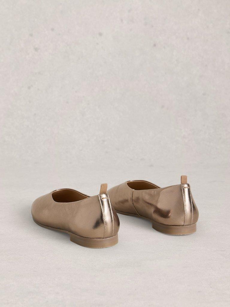 Cheri Ballerina Leather Pump in PEWTER MET - FLAT BACK