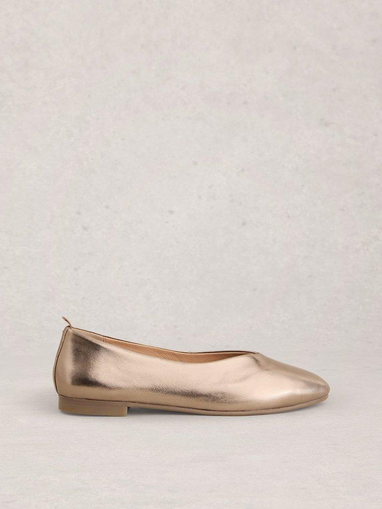 Cheri Ballerina Leather Pump in PEWTER MET - LIFESTYLE