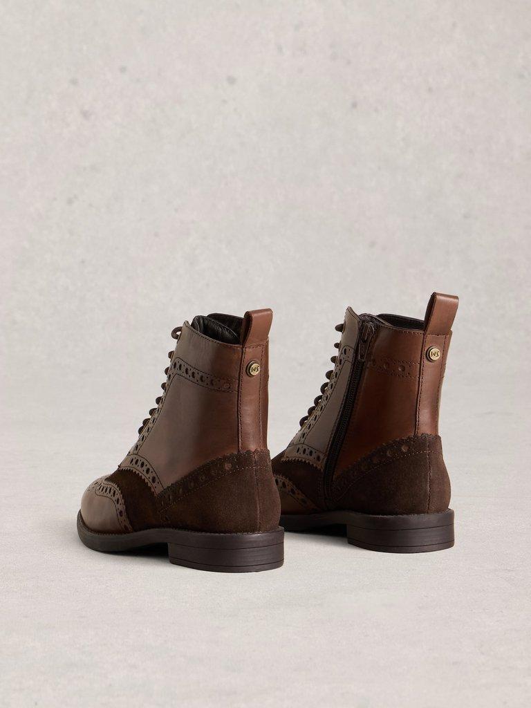 Thistle Lace Up Brogue Boot in BROWN MLT - FLAT BACK