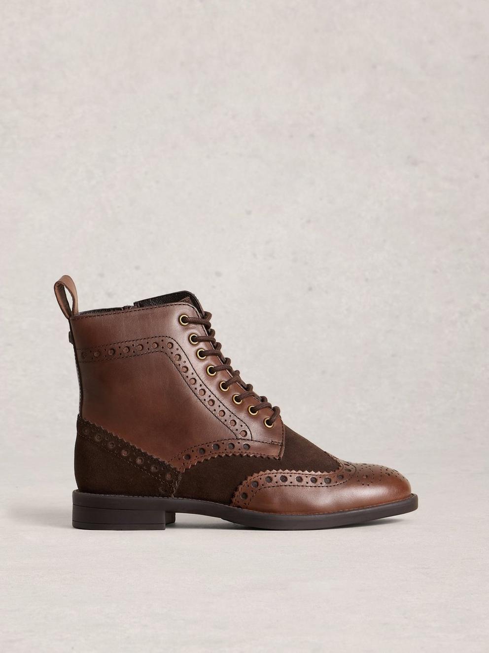 Thistle Lace Up Brogue Boot in BROWN MLT - LIFESTYLE