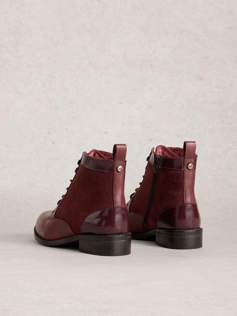 Marion Leather Ankle Boot in DEEP RED - FLAT BACK