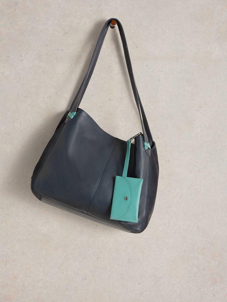 Hettie Leather Tote in DARK NAVY - FLAT FRONT