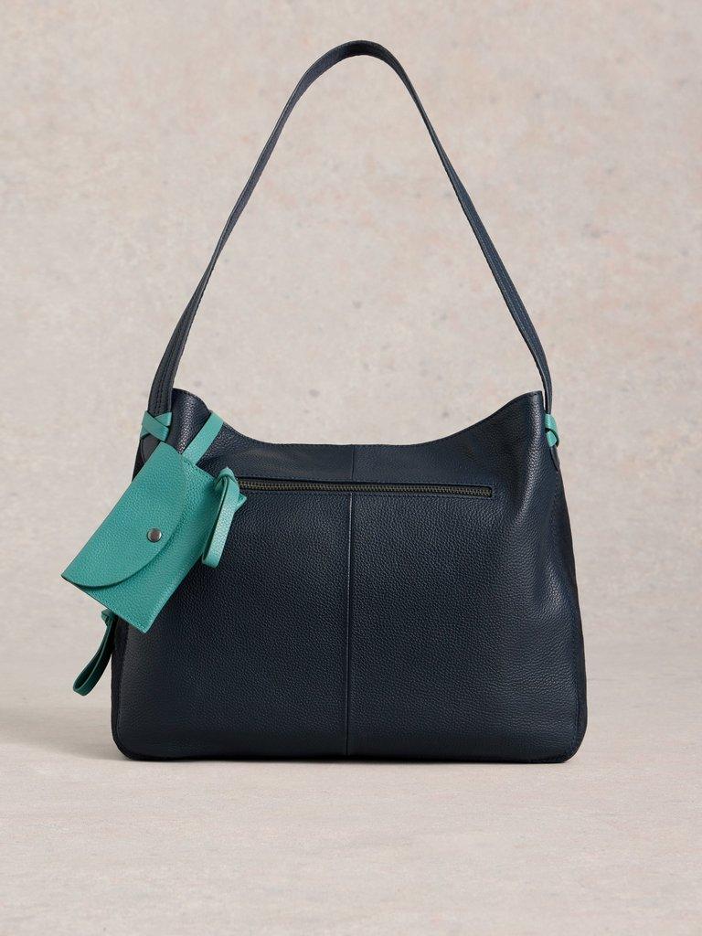 Hettie Leather Tote in DARK NAVY - LIFESTYLE