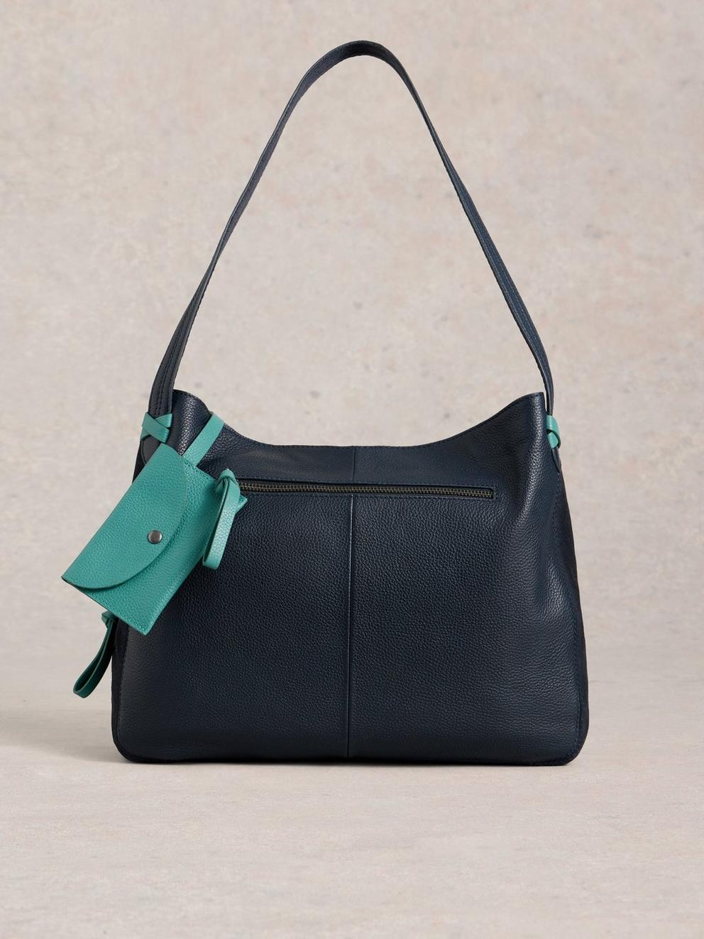 Hettie Leather Tote in DARK NAVY - LIFESTYLE