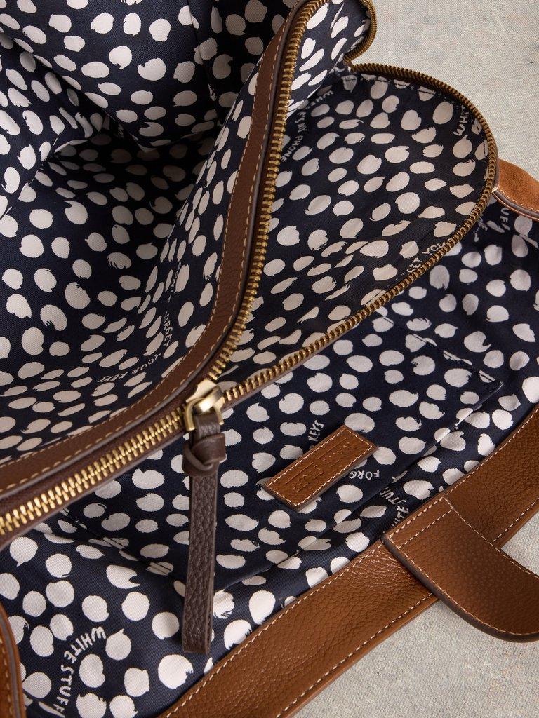 Hettie Leather Tote in MID TAN - FLAT DETAIL