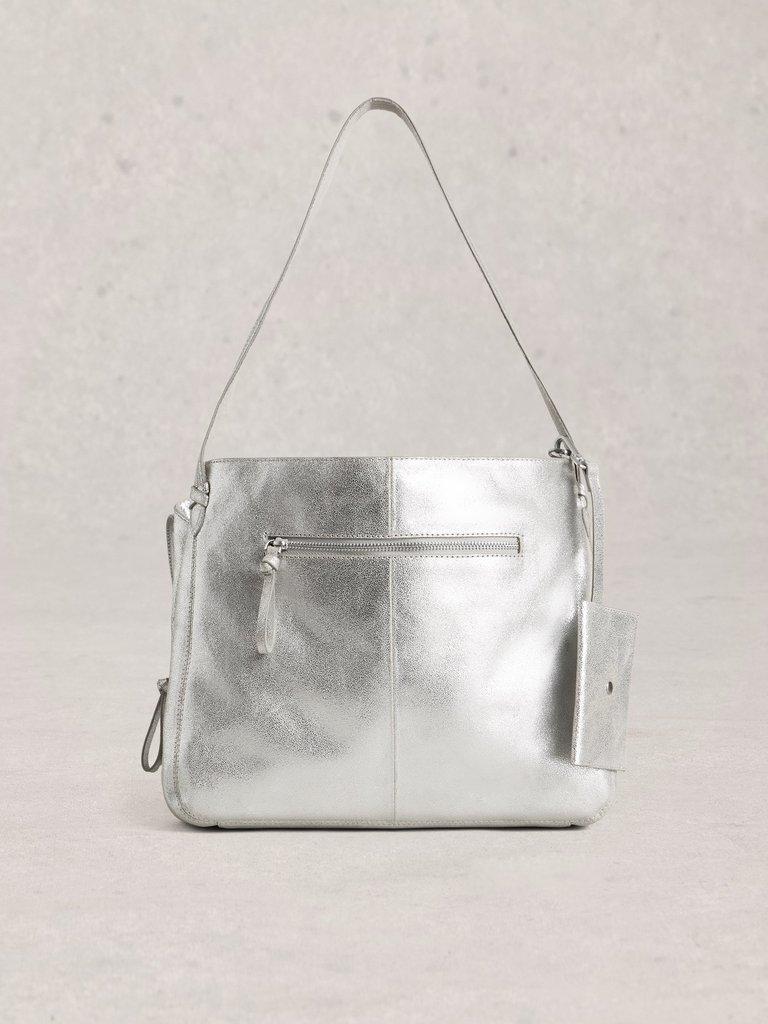 Hettie Leather Tote in SLV TN MET - LIFESTYLE