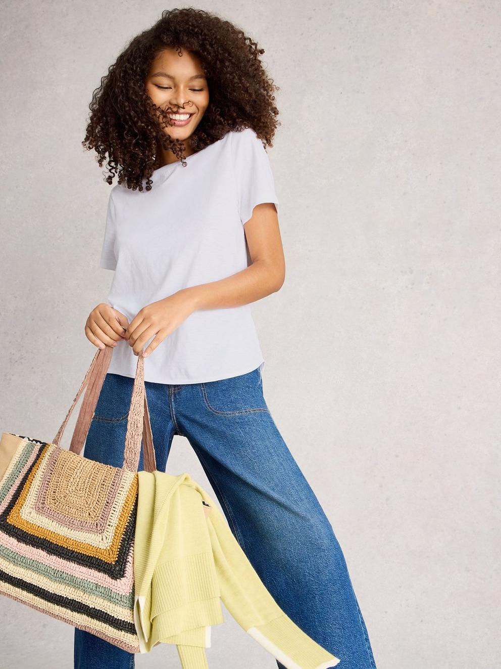 CLARA SHORT SLEEVE TEE in BRIL WHITE - LIFESTYLE