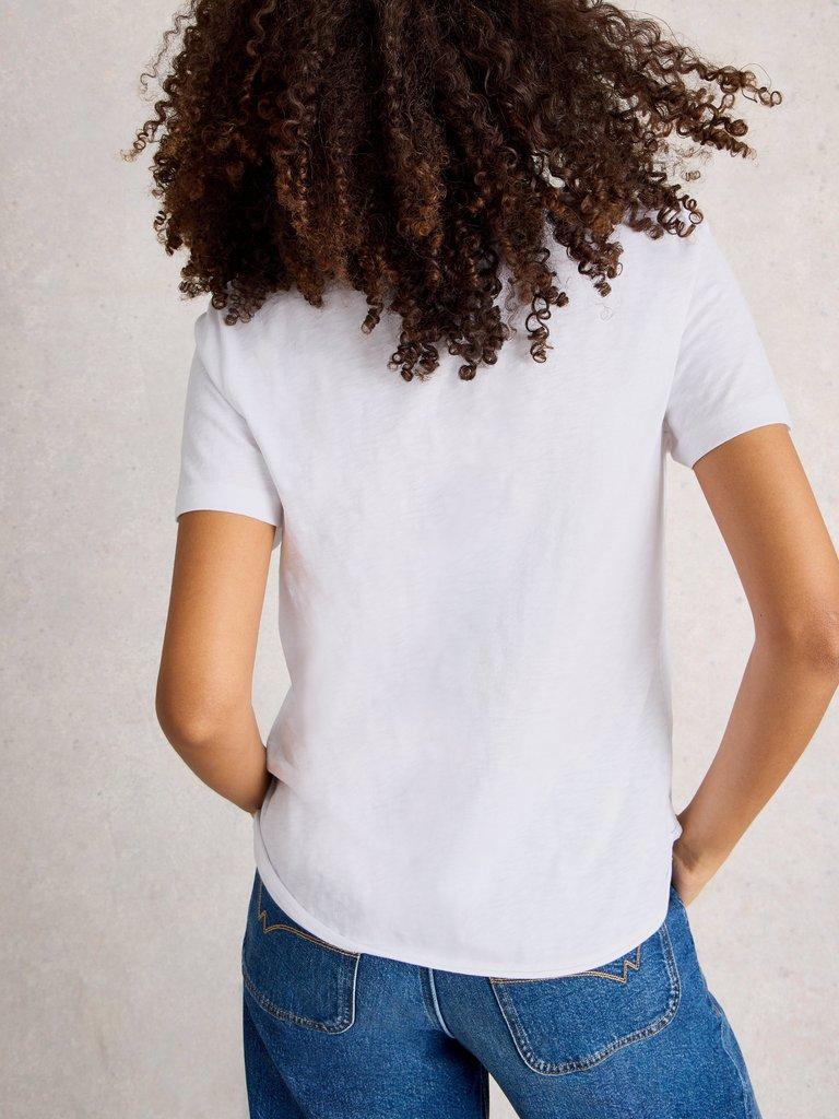 CLARA SHORT SLEEVE TEE in BRIL WHITE - MODEL BACK