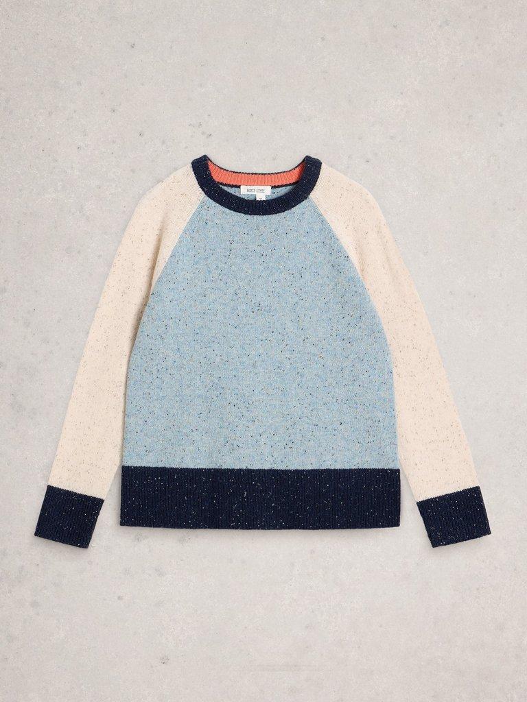 COLOURBLOCK NEP JUMPER in BLUE MLT - FLAT FRONT