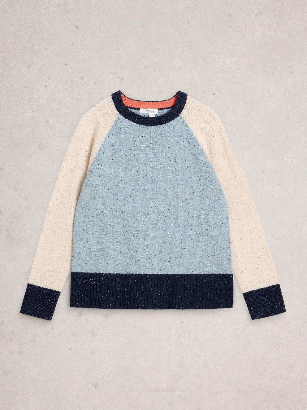 COLOURBLOCK NEP JUMPER in BLUE MLT - FLAT FRONT